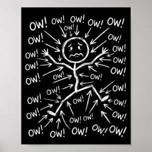 Ow Ow Ow Stick Character Figure Humour Chronic Pai Poster
