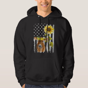 Ow Usa Flag Sunflower Cow For Men Women Boys Girls Hoodie