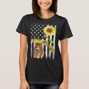 Ow Usa Flag Sunflower Cow For Men Women Boys Girls T-Shirt