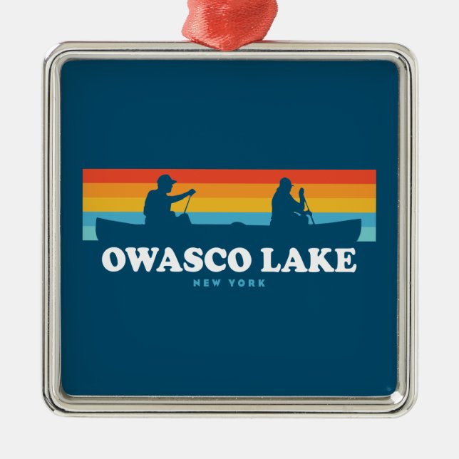 Owasco Lake New York Canoe Metal Tree Decoration (Front)