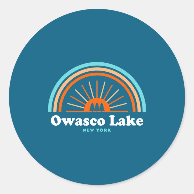 Owasco Lake New York Rainbow _1  Classic Round Sticker (Front)