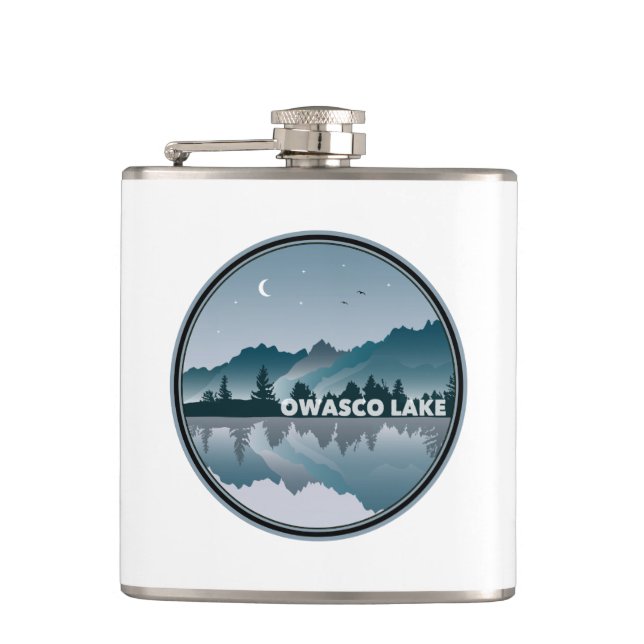 Owasco Lake New York Reflection Hip Flask (Front)