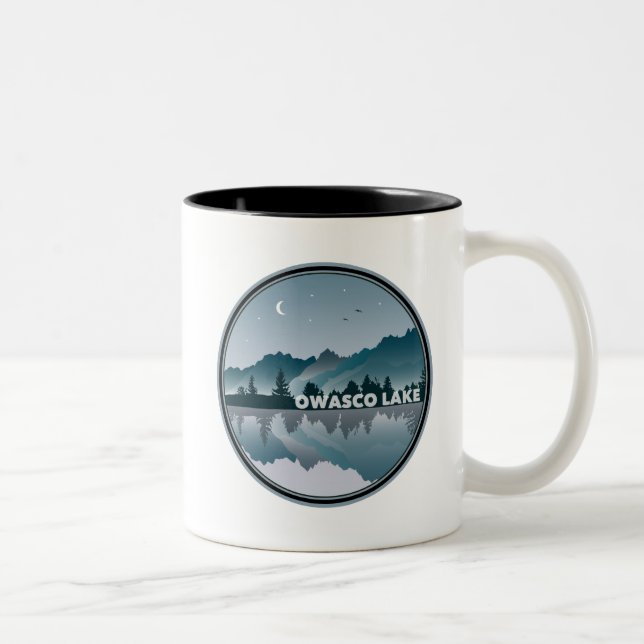 Owasco Lake New York Reflection Two-Tone Coffee Mug (Right)