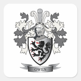 Owen Family Crest Coat of Arms Square Sticker