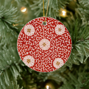 Owen Jones Chinese Ornament Red White Floral