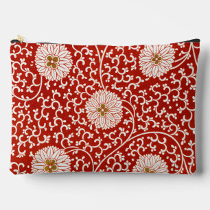Owen Jones Chinese Ornament Red White Floral Accessory Pouch