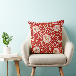 Owen Jones Chinese Ornament Red White Floral Cushion