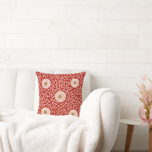 Owen Jones Chinese Ornament Red White Floral Cushion