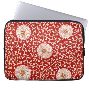 Owen Jones Chinese Ornament Red White Floral Laptop Sleeve