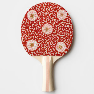 Owen Jones Chinese Ornament Red White Floral Ping Pong Paddle