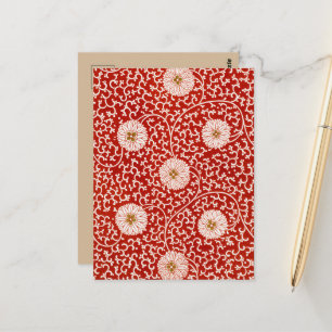 Owen Jones Chinese Ornament Red White Floral Postcard