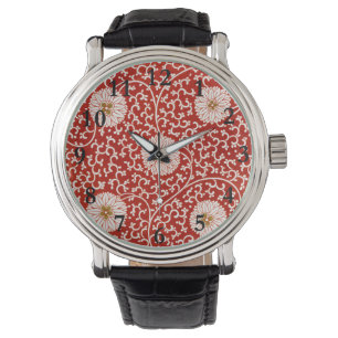 Owen Jones Chinese Ornament Red White Floral Watch