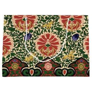 Owen Jones Chinoiserie Red Lotus Floral Art Design Large Gift Bag