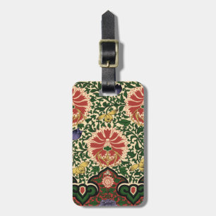 Owen Jones Chinoiserie Red Lotus Floral Art Design Luggage Tag
