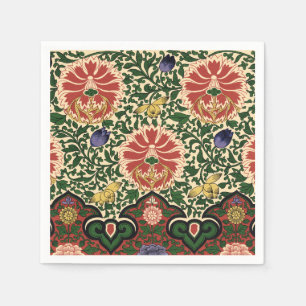 Owen Jones Chinoiserie Red Lotus Floral Art Design Napkin