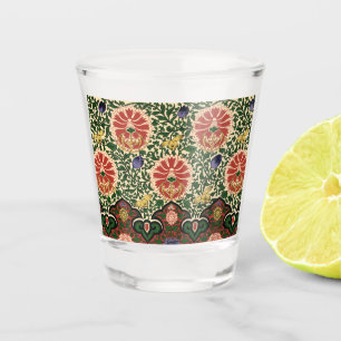 Owen Jones Chinoiserie Red Lotus Floral Art Design Shot Glass