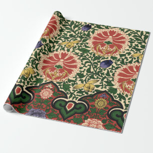 Owen Jones Chinoiserie Red Lotus Floral Art Design Wrapping Paper