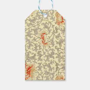 Owen Jones Vintage Pattern: Coral Floral Grey Gift Tags
