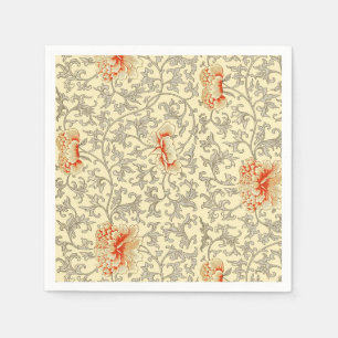 Owen Jones Vintage Pattern: Coral Floral Grey Napkin