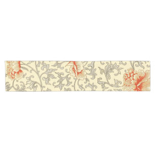 Owen Jones Vintage Pattern: Coral Floral Grey Short Table Runner
