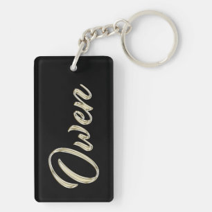 Owen name whitegold key trailer ring