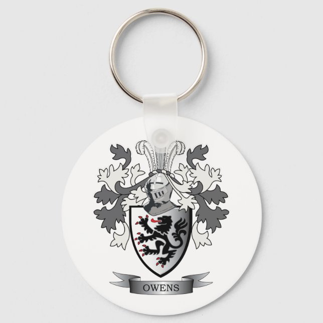Owens Family Crest Coat of Arms Key Ring (Front)