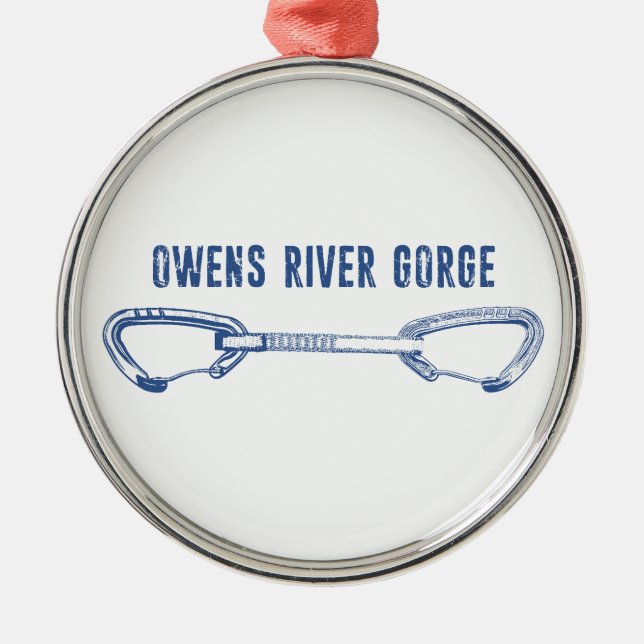 Owens River Gorge Rock Climbing Quickdraw Metal Tree Decoration (Front)