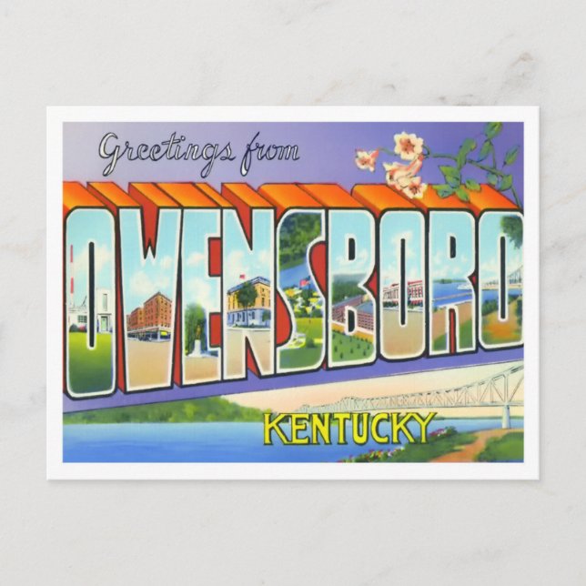 Owensboro, Kentucky Vintage Big Letters Postcard (Front)