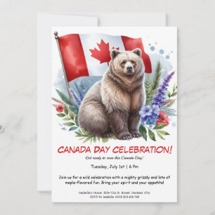 owerful Grizzly Bear & Canadian     Canada Day Invitation