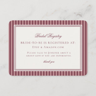 OWine Vineyard Club Old Money Bridal Registry Enclosure Card