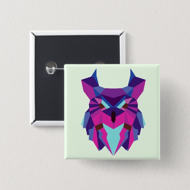Owl 15 Cm Square Badge (Front & Back)