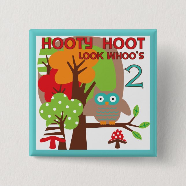 Owl 2nd Birthday T-shirts and Gifts 15 Cm Square Badge (Front)