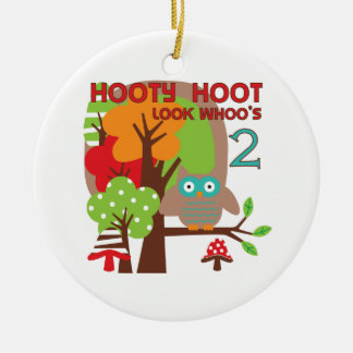 Owl 2nd Birthday T-shirts and Gifts Ceramic Tree Decoration