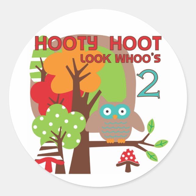 Owl 2nd Birthday T-shirts and Gifts Classic Round Sticker (Front)