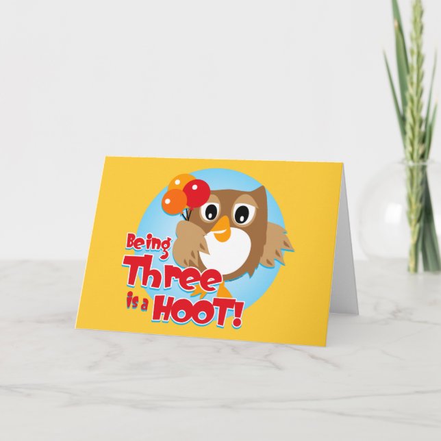 Owl 3rd Birthday Card (Front)