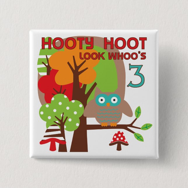 Owl 3rd Birthday T-shirts and Gifts 15 Cm Square Badge (Front)