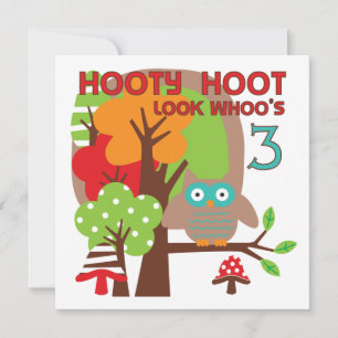 Owl 3rd Birthday T-shirts and Gifts Card