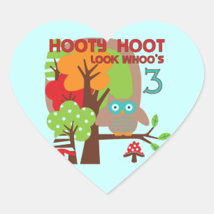 Owl 3rd Birthday T-shirts and Gifts Heart Sticker