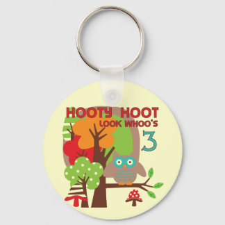 Owl 3rd Birthday T-shirts and Gifts Key Ring