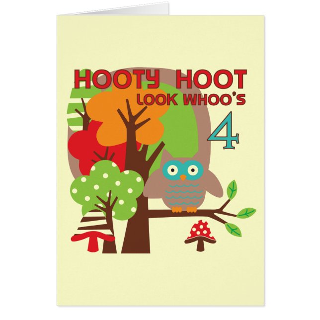 Owl 4th Birthday T shirts and Gifts (Front)