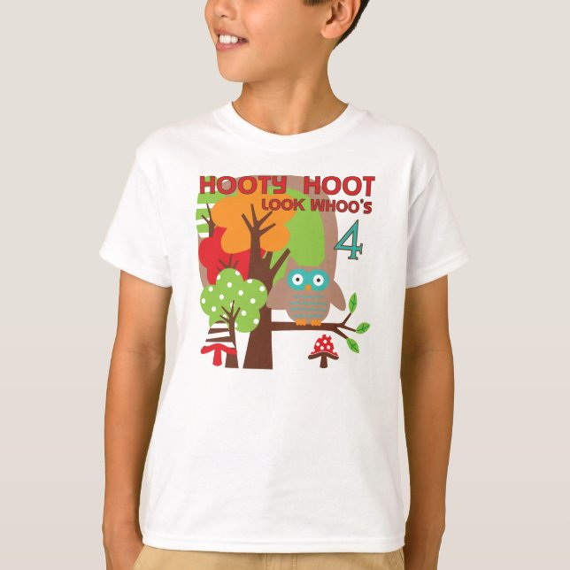 Owl 4th Birthday T shirts and Gifts (Front)