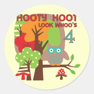 Owl 4th Birthday T shirts and Gifts Classic Round Sticker