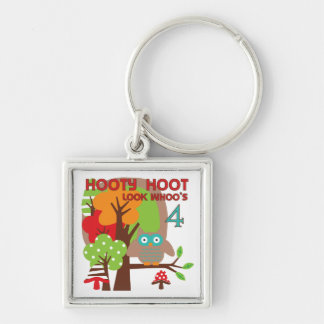 Owl 4th Birthday T shirts and Gifts Key Ring