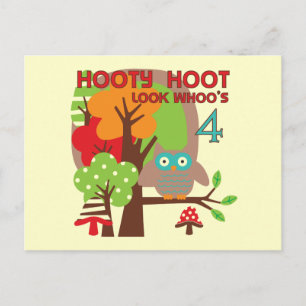 Owl 4th Birthday T shirts and Gifts Postcard