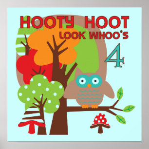 Owl 4th Birthday T shirts and Gifts Poster