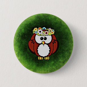 Owl 6 Cm Round Badge