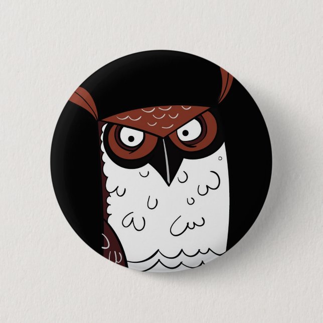 Owl 6 Cm Round Badge (Front)