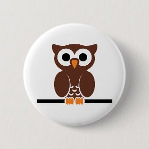 Owl 6 Cm Round Badge