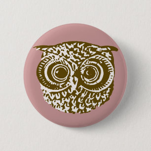 owl 6 cm round badge