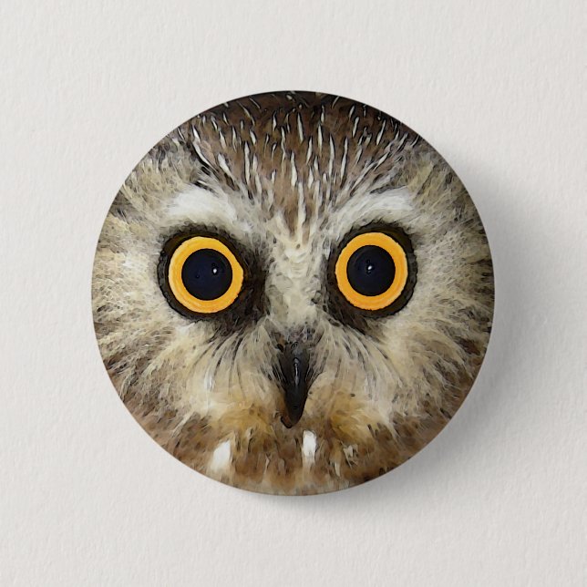 owl 6 cm round badge (Front)
